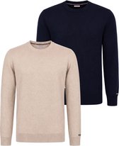 Felix Hardy Set Van 2 Truien Met Ronde Hals - 100% Katoen Heren Beige-Navy - M