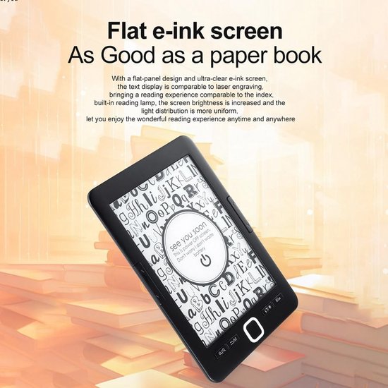 6-inch inkjet e-reader, draagbaar e-leesapparaat, 8 GB geheugen, digitaal display, geschikt voor thuis en op reis. — afbeelding 2
