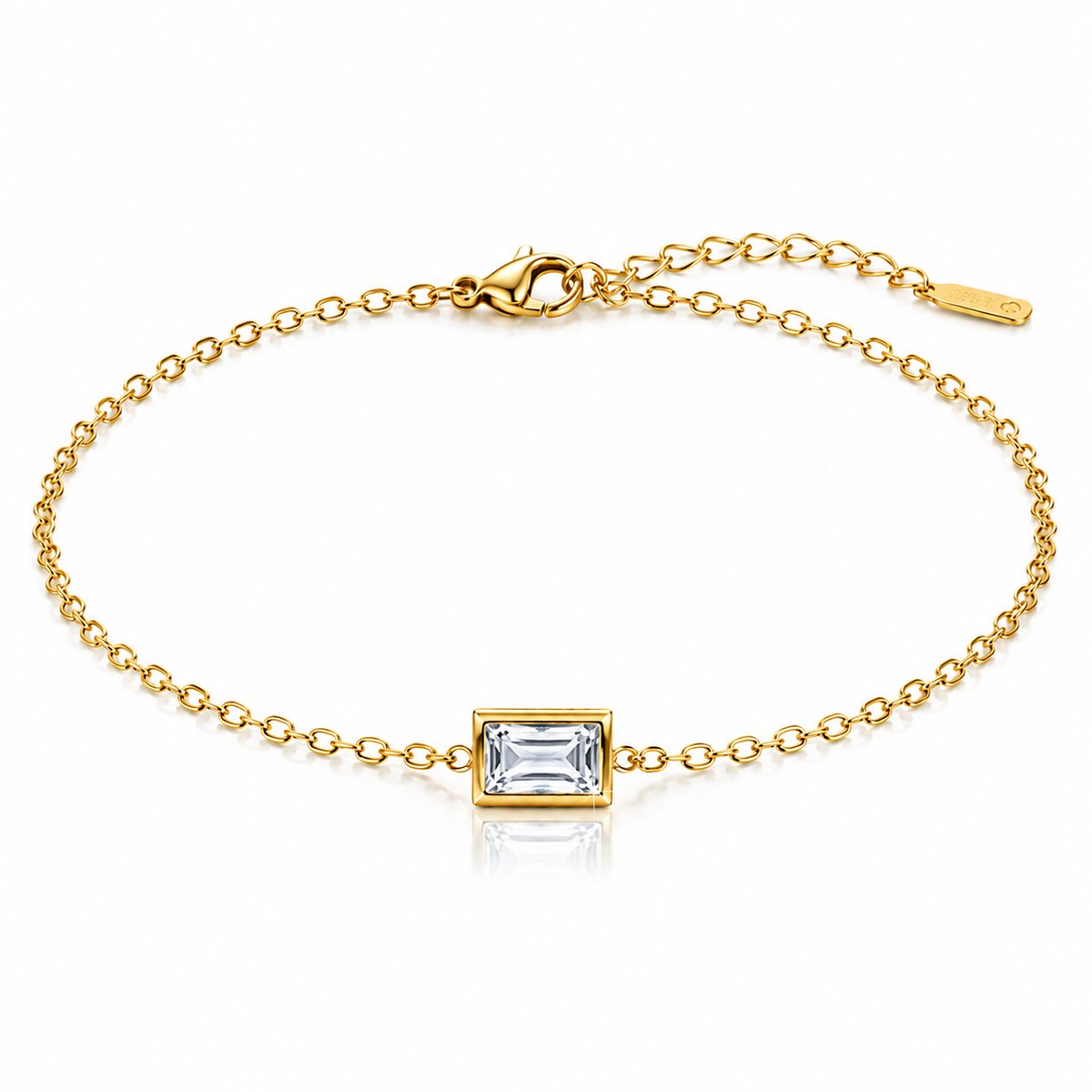 Maevi® Geboortesteen Armband - Maand: April - Kleur: Goud - Hoge Kwaliteit - Armbandje - Geboorte Steen / Birth Stone Bracelet - Roestvrijstaal / RVS / Stainless Steel - Verkleurt Niet - Incl Luxe Verpakking - Cadeau - Geboortecadeau / Kraamcadeau