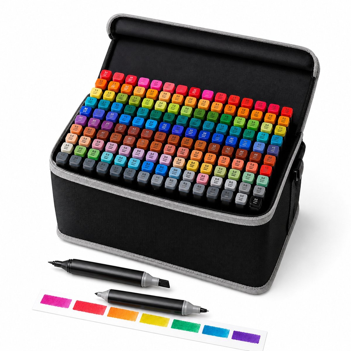 Twinmarkers 168 Stuks - Alcohol Markers met Dual-Tip - Stiften voor Volwassenen en Kinderen - Inclusief Opbergtas