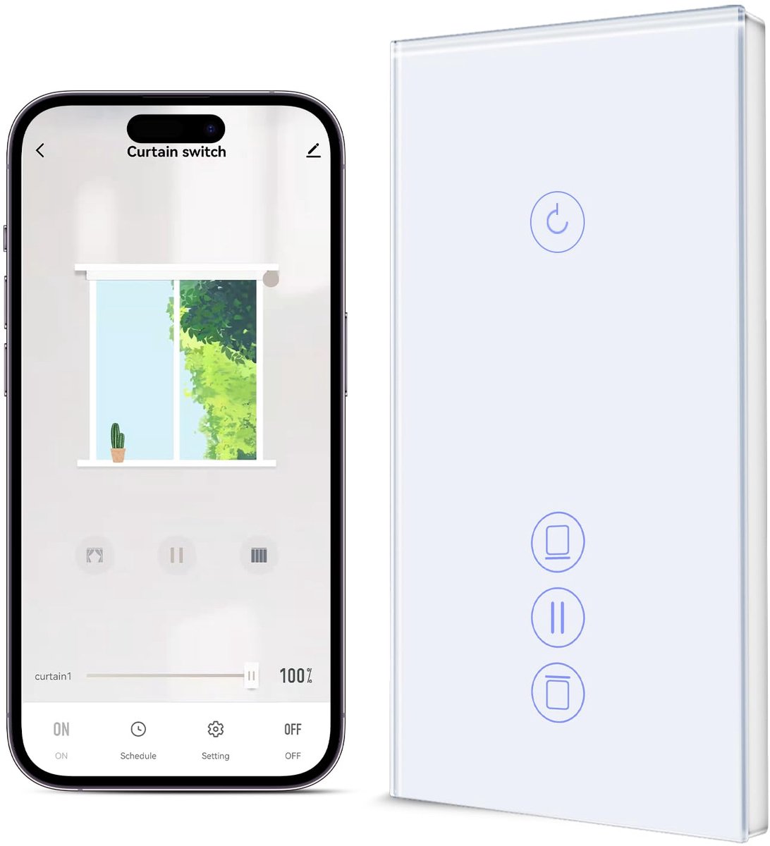 Lichtschakelaar met rolluikfunctie - Wifi bediening - Touch bediening - Geschikt voor Smart Life/Tuya APP - ShopVlot
