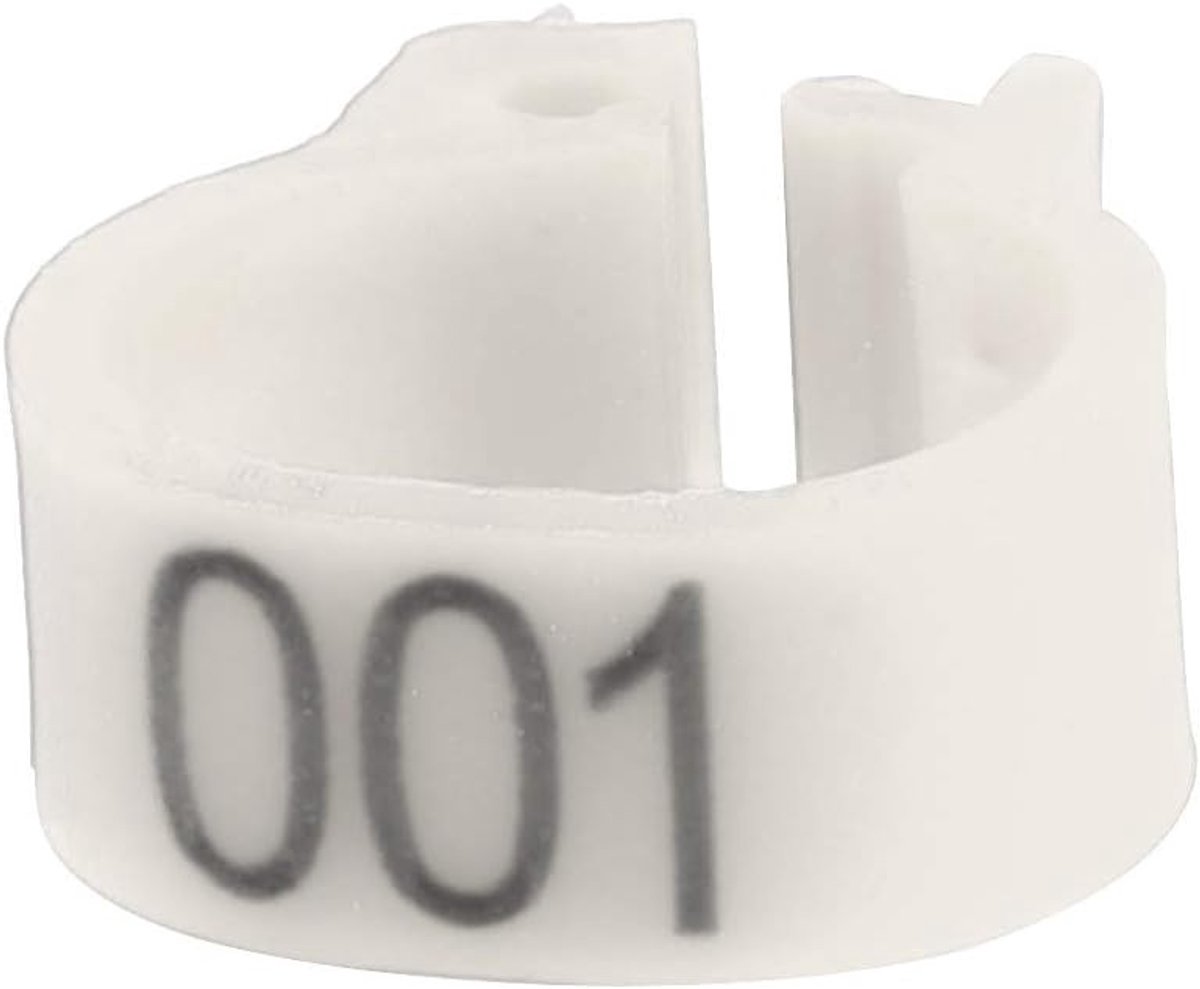 100 Stuks Genummerde Plastic Vogelpootringen 8MM voor Duiven en Vogels, Wit, Duurzaam en Lichtgewicht