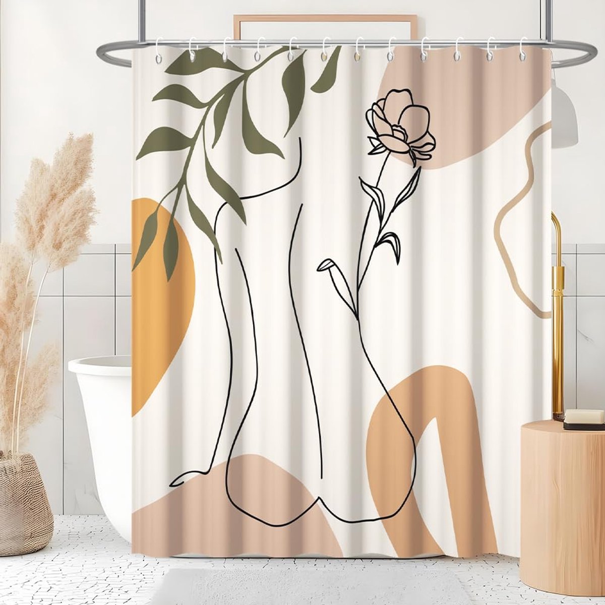 Douchegordijn 180 x 200 cm - abstracte kunst - waterdicht polyester - anti-schimmel en wasbaar - ShopVlot