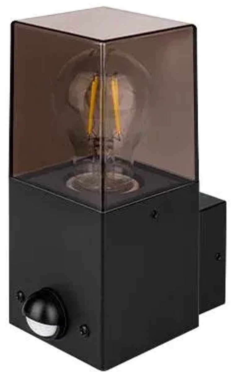 Wandlamp - Wand­armatuur - Denver - E27 - Zwart met PIR-sensor