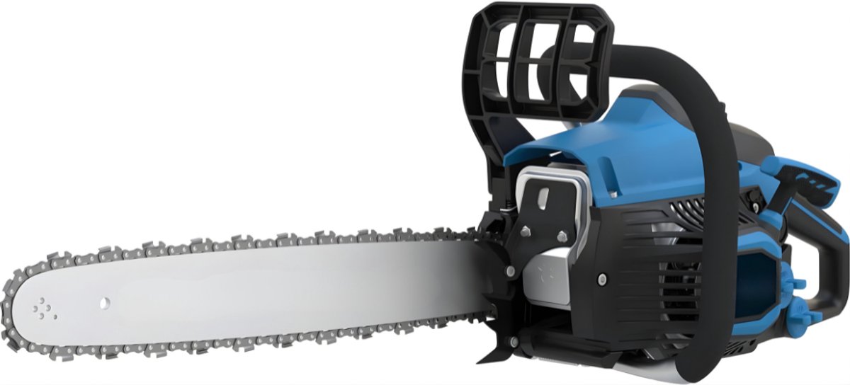 Lìon® Kettingzaag Benzine - Kettingzaag Electrisch - Boomzaag - Kettingzaag Accu - Zwart/Blauw - 43cm x 27cm x 28cm