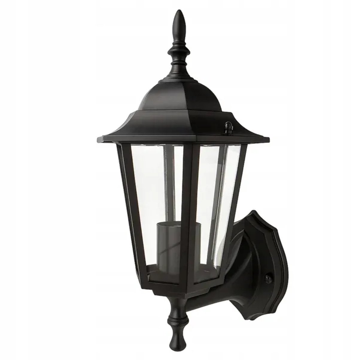 Klassieke wandlamp - zwart - E27 - 1 stuk - mat aluminium met glas venster