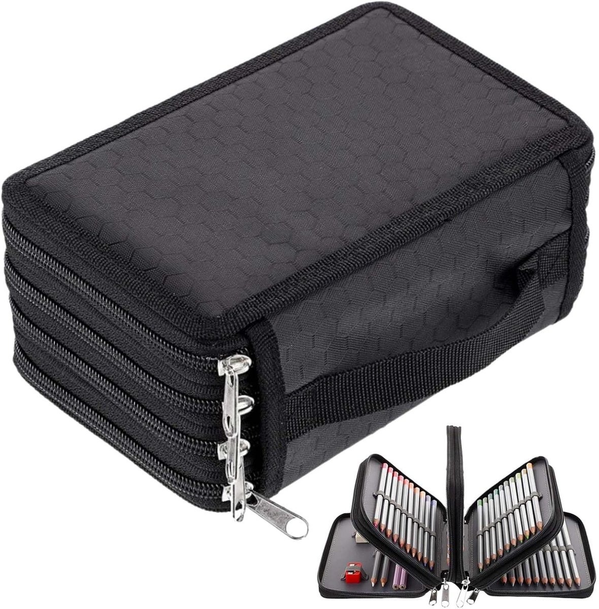 Pennenetui - Zwart - 20 x 12,5 x 8,3 cm - Oxford-stof - Voor Scholieren