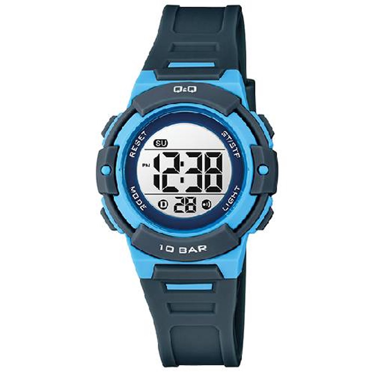 Q&Q-kinderhorloge-unisex-tot 15 jaar-digitaal-diameter 36 mm-stopwatch-datum-tijd-licht-alarm-100 meter waterdicht-zwemmen