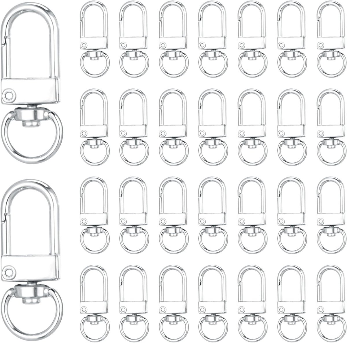Mini-karabijnhaken 50 stuks - zilver met draaischarnier - 360 graden draaibaar - ideaal voor doe-het-zelf tassen - ShopVlot