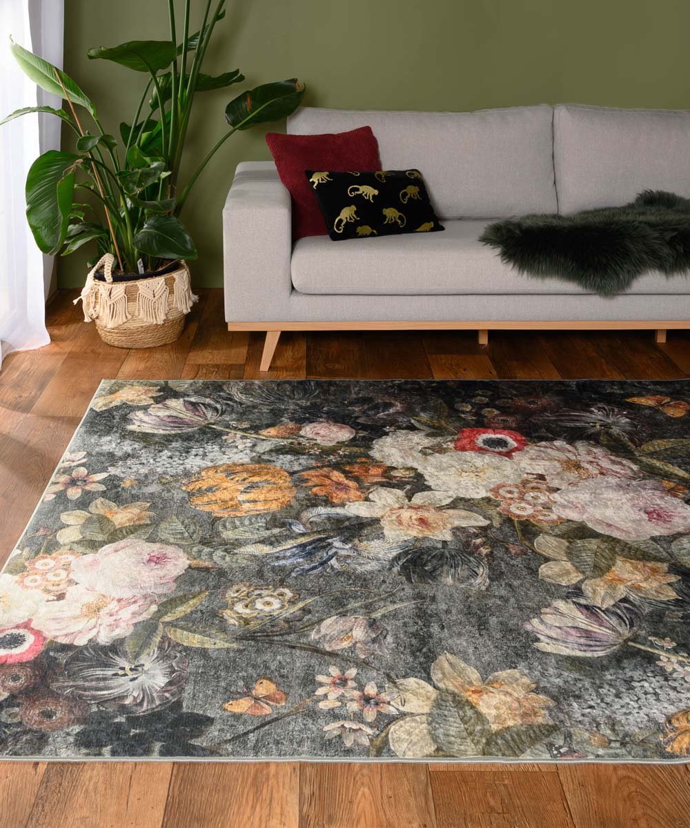 Vloerkleed bloemen wasbaar - Moderna multi 240x340