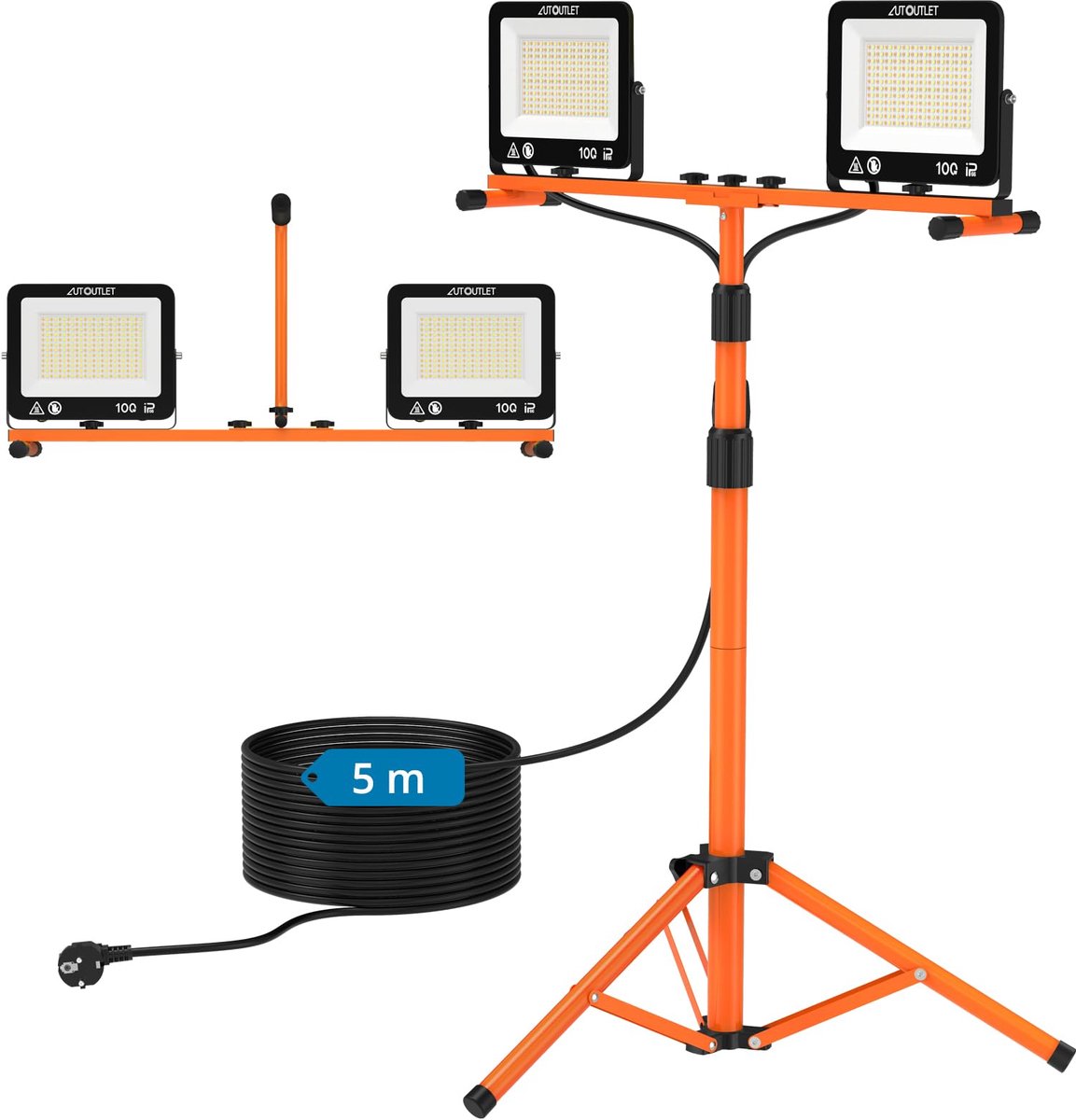 Bouwspot led 200 W - statief - 3 kleurtemperatuurmodi - ideaal voor werkplaatsen - ShopVlot