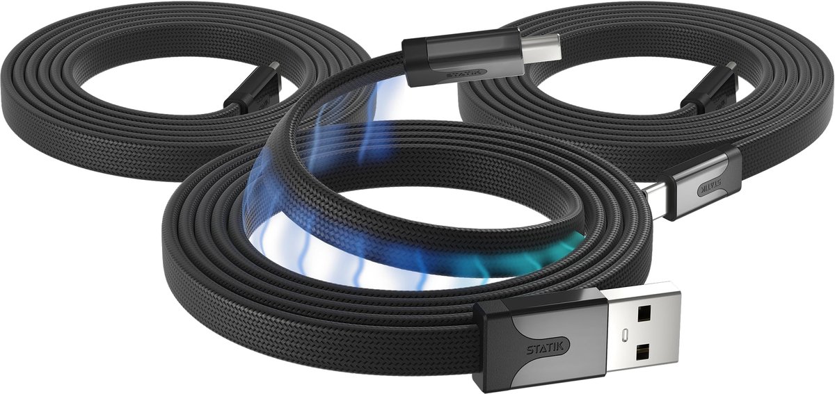 USB naar USB C-kabel 3FT - magnetische anti-wirwar - snel opladen - ideaal voor iPhone en Galaxy - ShopVlot