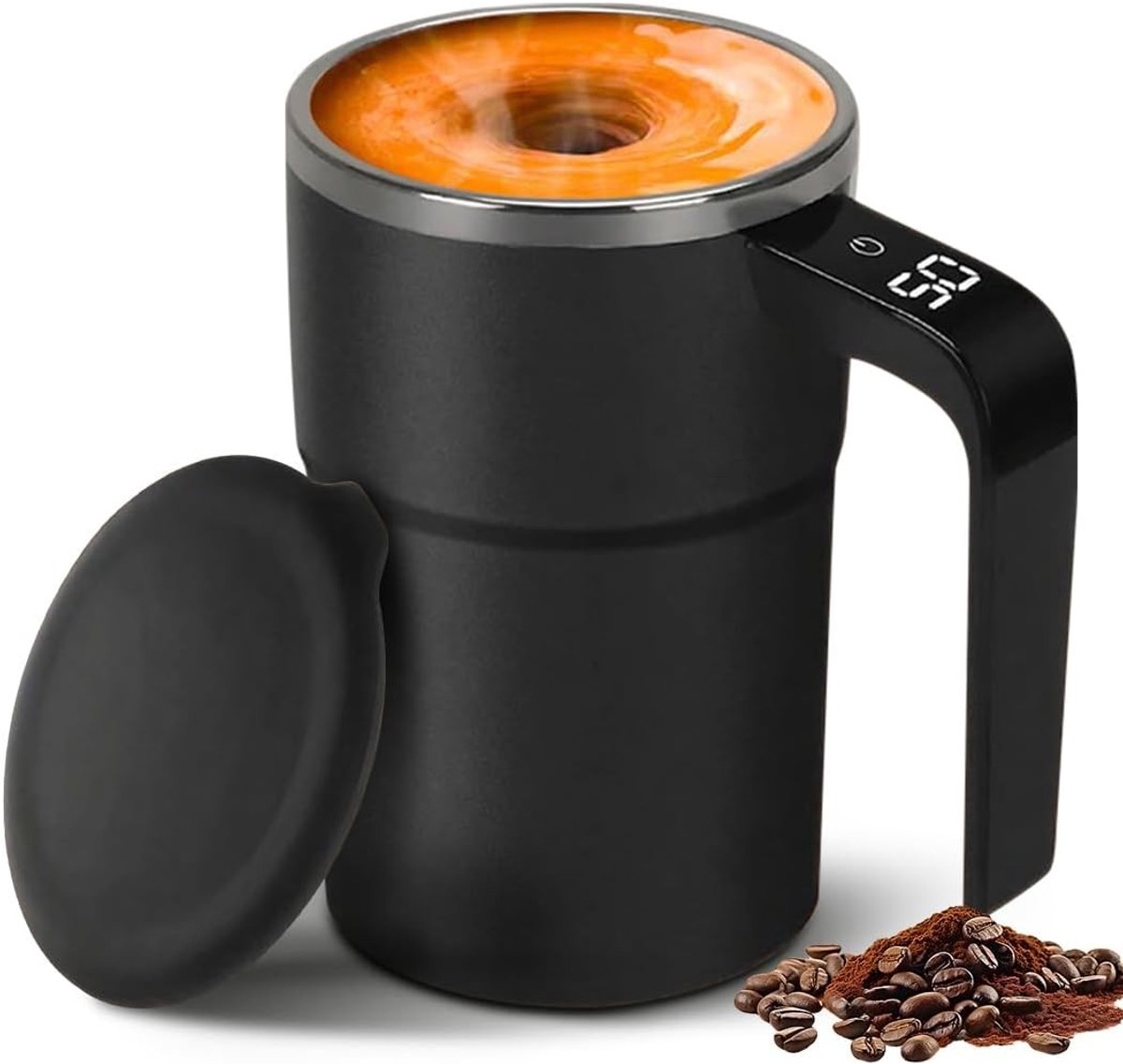 Duurzame elektrische koffiemok met LCD-temperatuurweergave, BPA-vrij, 0,36 l, perfect voor koffie, smoothies en warme dranken