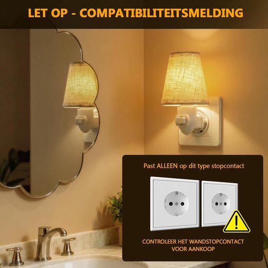 Nachtlampje Stopcontact - Kindernachtlampje - Sfeerverlichting Creëren - Vintage Stijl - 2 Stuks - Warmwit — afbeelding 4