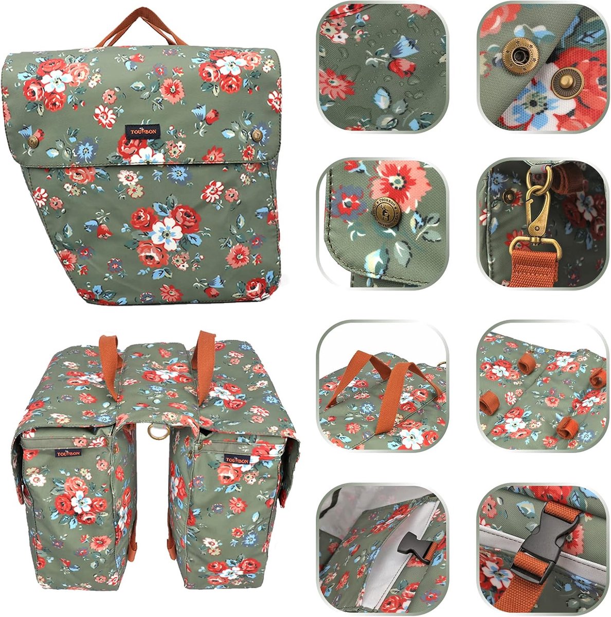 Dubbele Fietstassen - Bagagetas Achterop - Boodschappen Vervoeren - Waterdicht Canvas Materiaal - 33x125x30 cm - Groen — cadeau in Sport & Outdoor - foto 5
