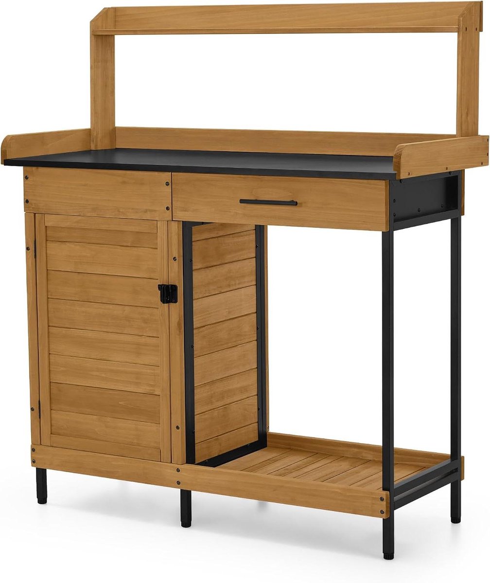 Plantentafel - Tuintafel - Tuinieren - Gegalvaniseerd werkblad - 47 x 111 x 127 cm - Natuur