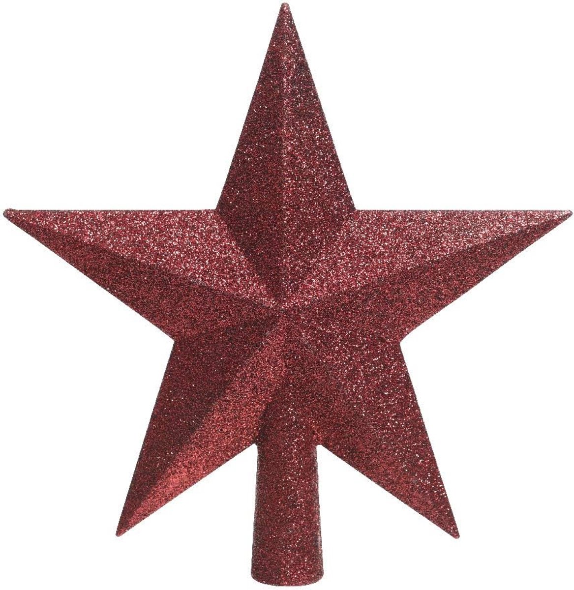 Kerstboomtopper Ster 19 cm - Bordeaux - Glitterdecoratie - Perfect voor binnen en buiten - ShopVlot