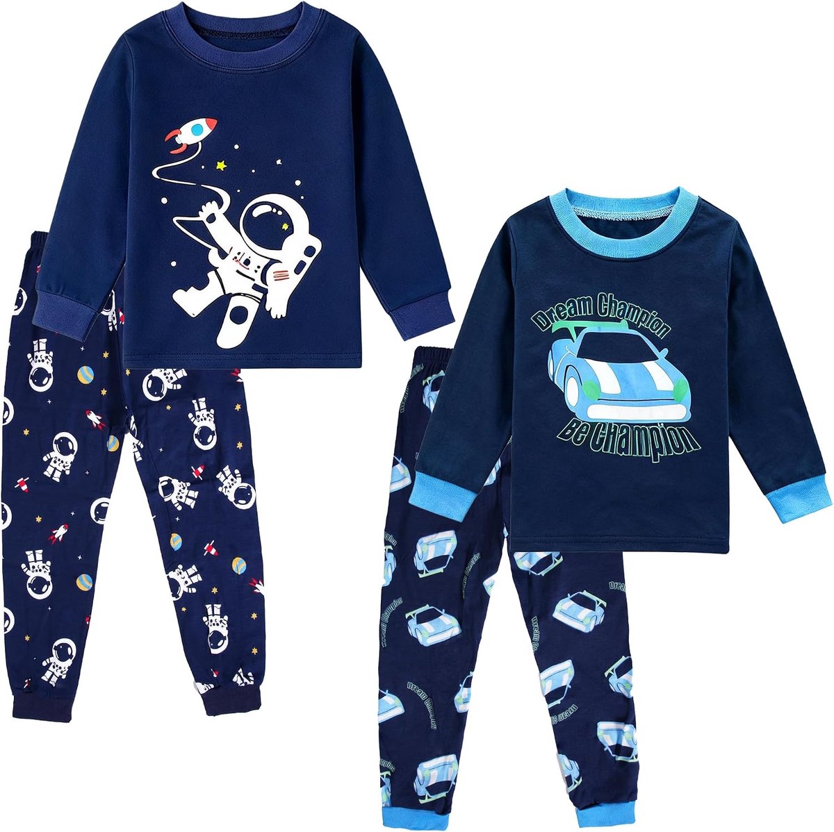 GRPSKCOS Christmas Boys Pajamas Sets 2 Pack Xmas Kids Pjs Christmas Pajamas Long Sleeve Sleepwear Age 2-12 Years - ShopVlot