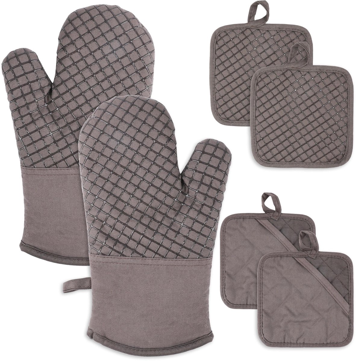 Ovenwanten en pannenlappen 4-delige set - katoenen ovenhandschoenen - hittebestendig - ideaal voor koken en barbecue - ShopVlot