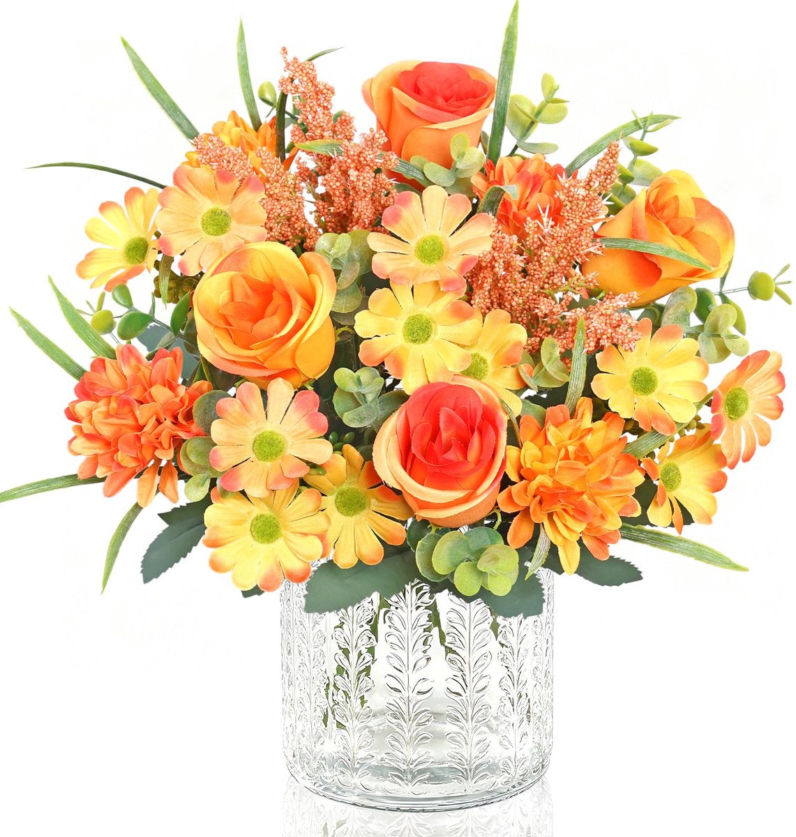 Kunstbloemen boeket - 2 bundels rozen - kunstherfstbloemen - als echt - ShopVlot