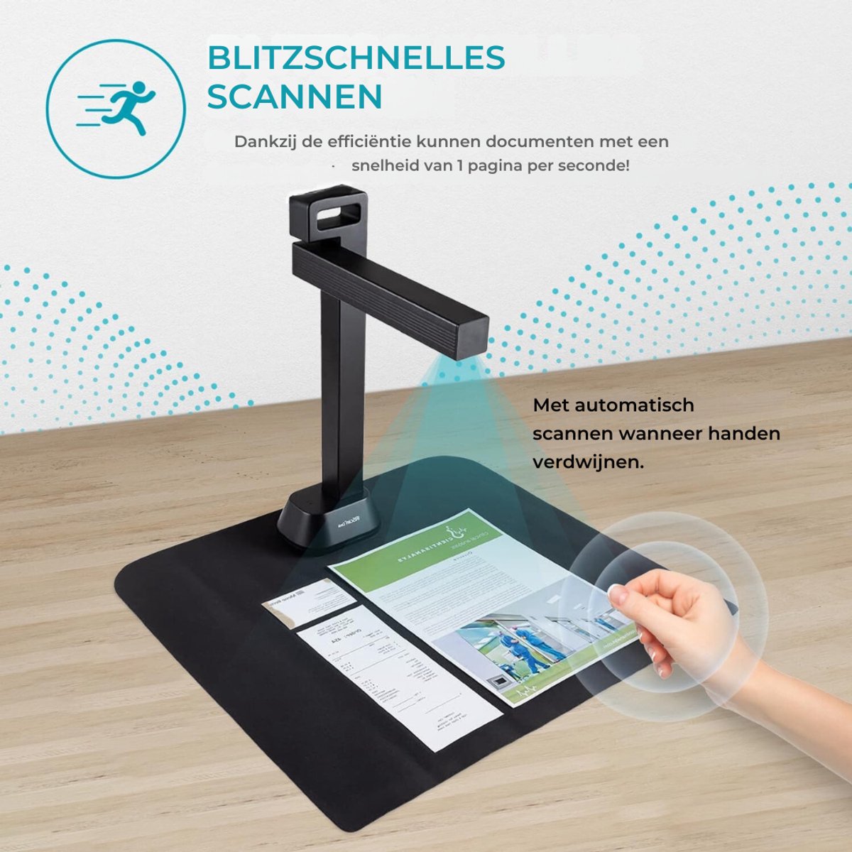 QUOVO® Smart Boekenscanner - Documentenscanner via USB – Scanner – Document Camera - Zwart