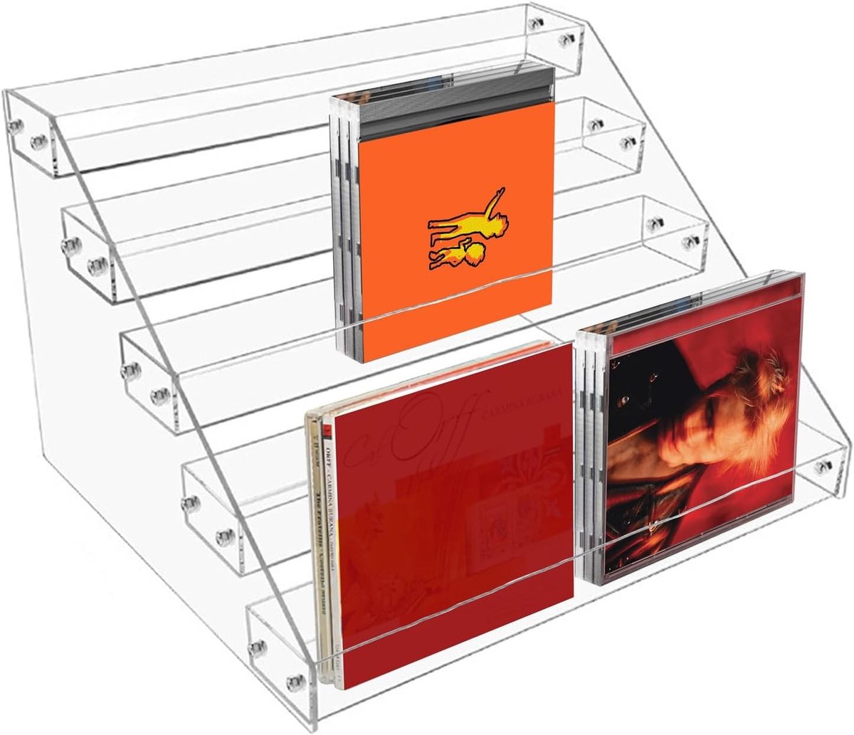 CD en DVD Opbergstandaard met 5 Niveaus voor 40 Cases - Acryl Organizer 31 x 27,5 x 19,5 cm voor Thuis en Kantoor