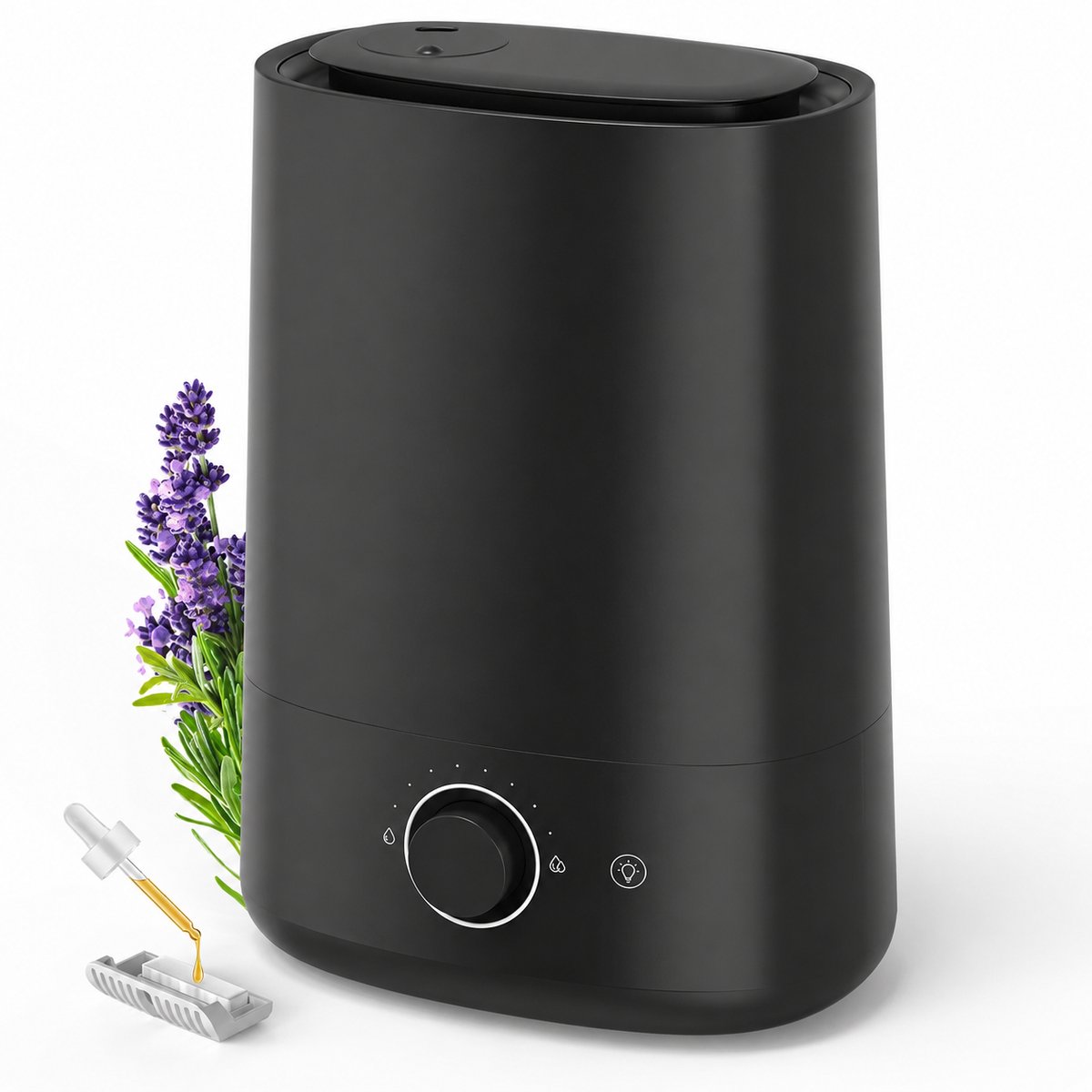 Luchtbevochtiger 5L – Ultrasoon 28 dB – Aroma Diffuser – 360° Neveluitlaat – Tot 50 Uur Gebruik