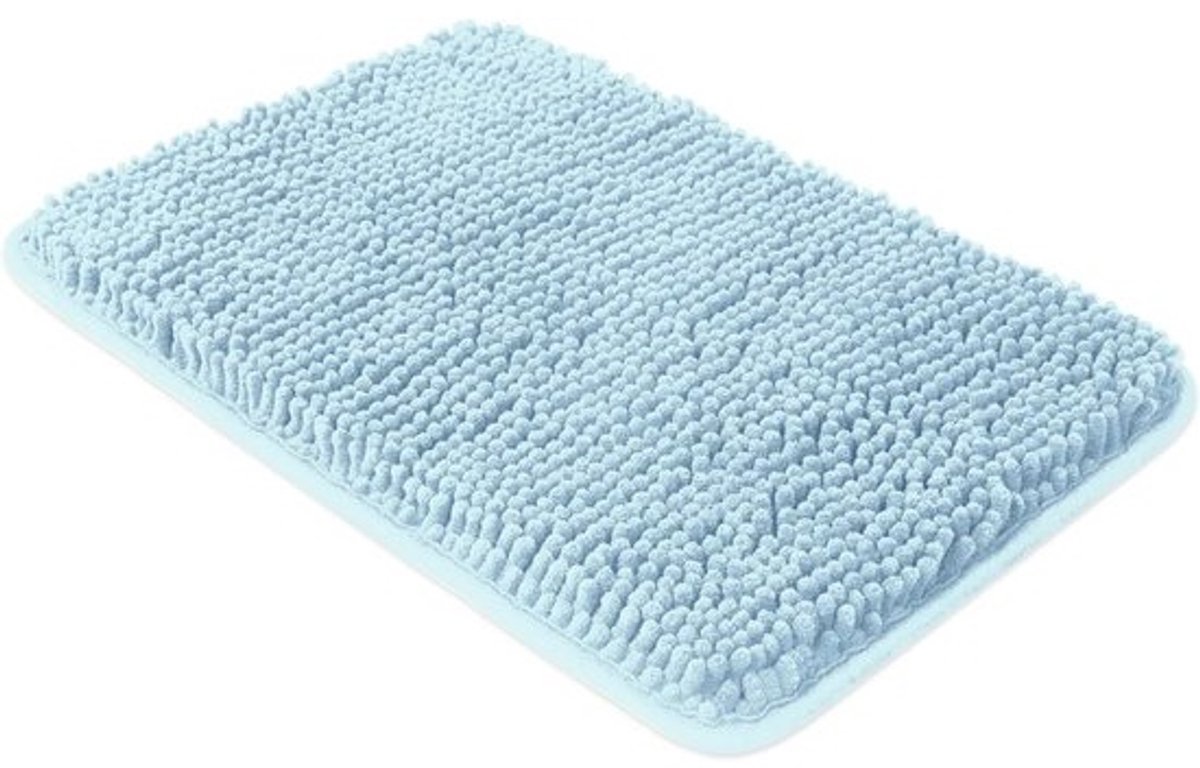 Kleine badkamertapijten - Dikke chenille badmatten, Absorberend en wasbaar antislip tapijt, Pluche zachte tapijten voor badkamer, douche en wastafel (30 x 45 cm, babyblauw)