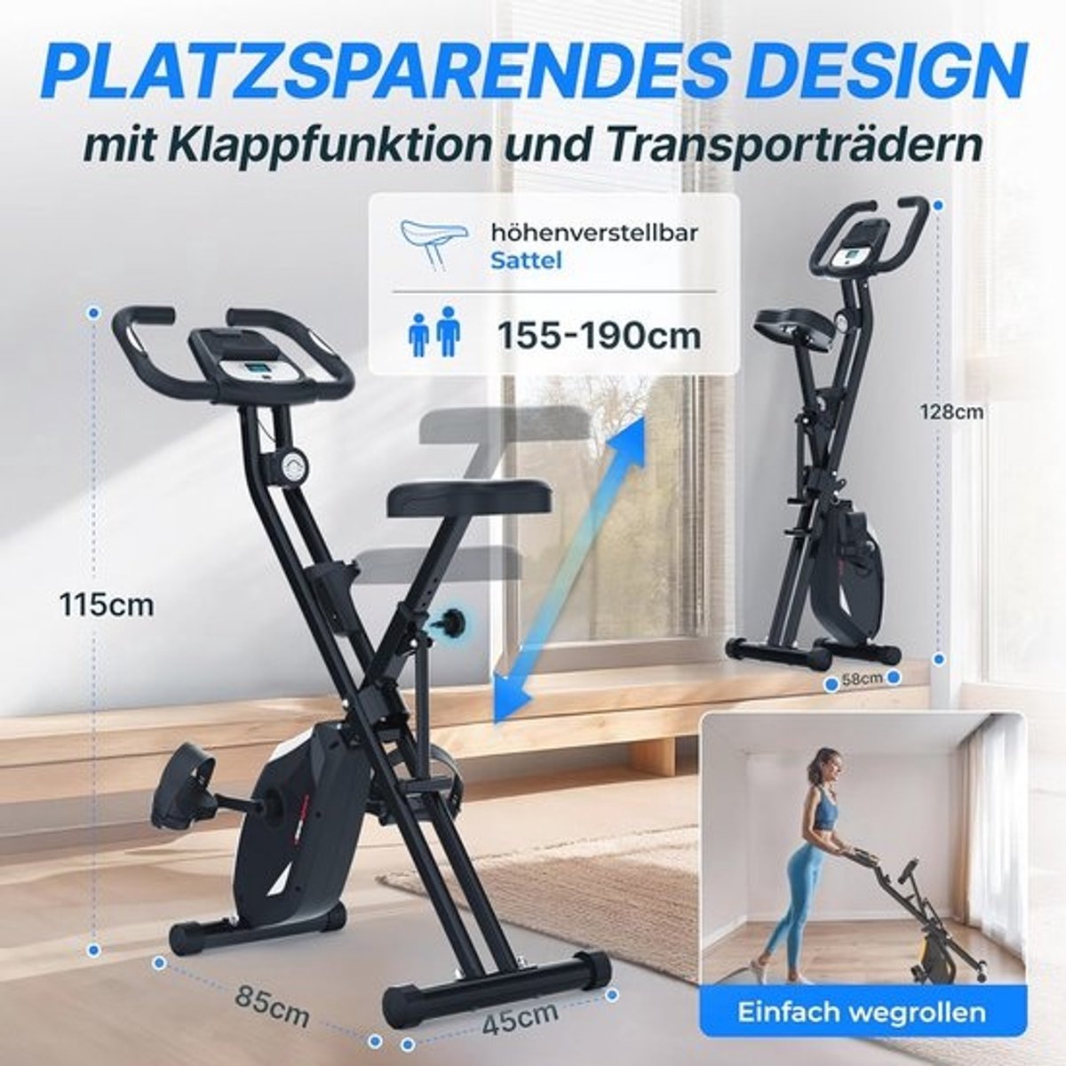 Inklapbare Fietstrainer met LCD-Display - Verstelbare Weerstanden, Eenvoudige Montage voor Thuisgebruik