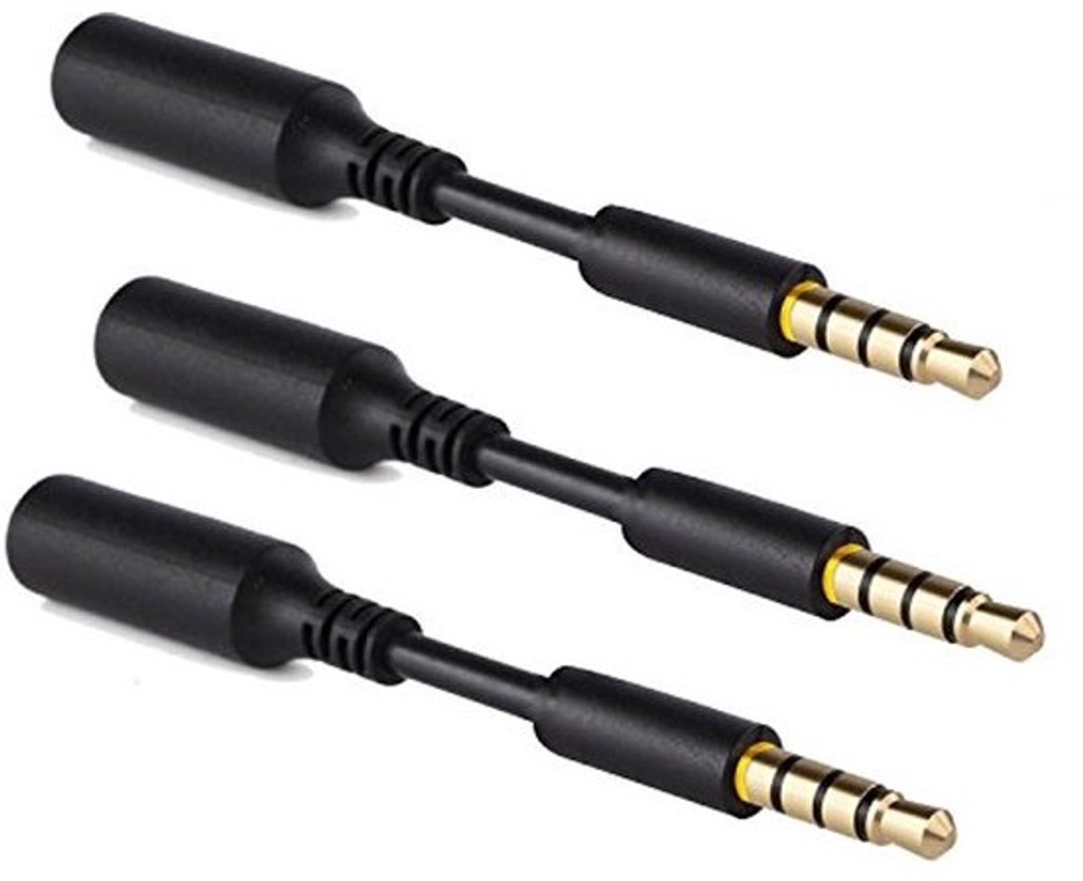 3-Pack Hoofdtelefoon AUX Jack Verlenging - 3,5 mm Verlengadapter voor Smartphones en Tablets