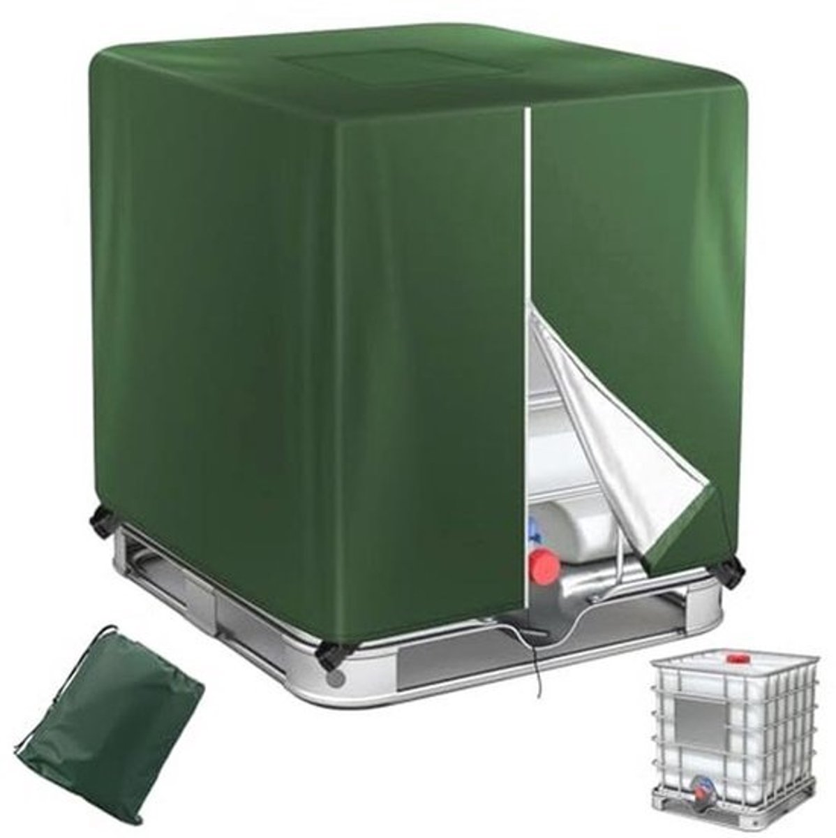 IBC Tankafdekking 1000 Liter - Weerbestendig Groene Dekzeil voor Watertanks