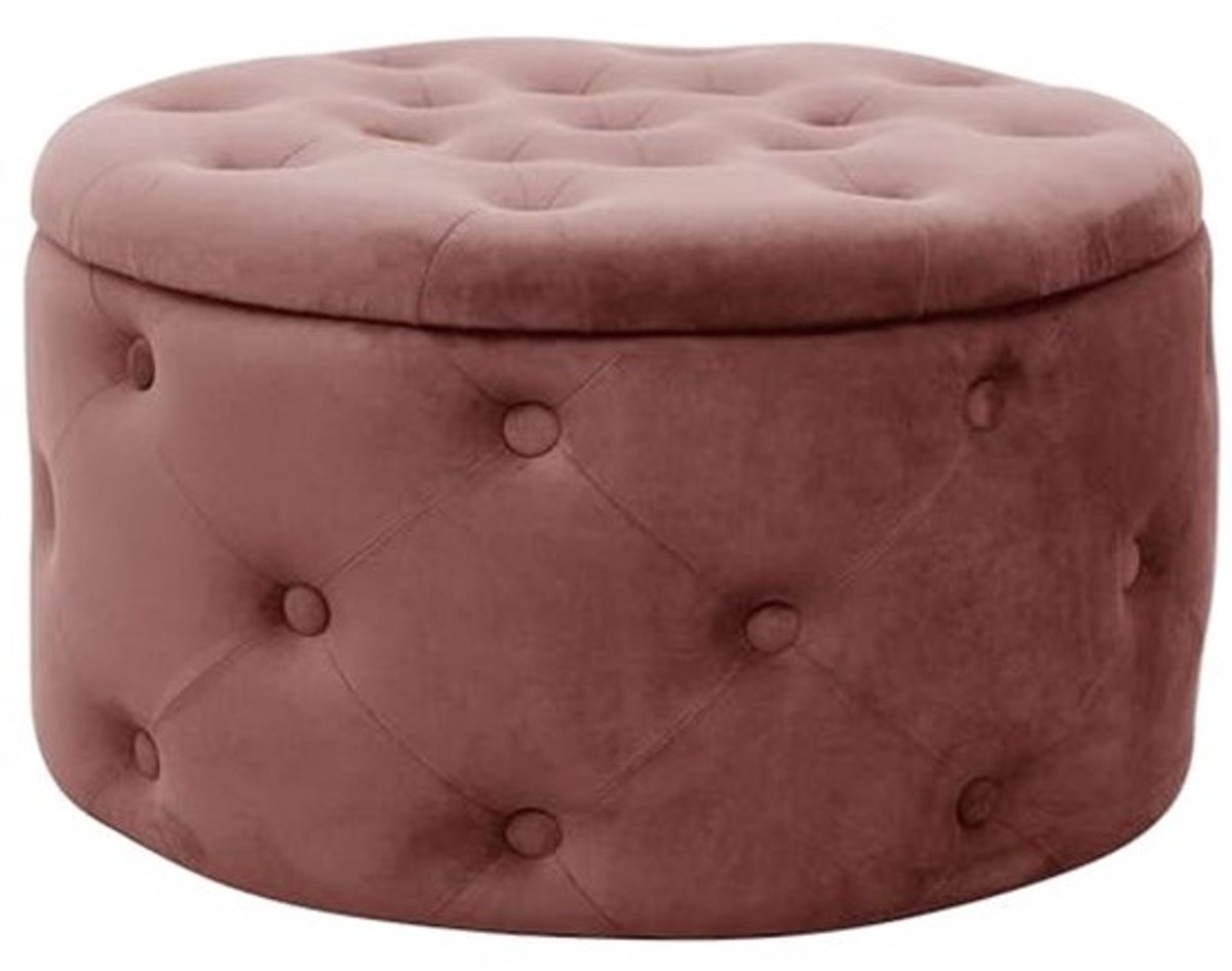 Stijlvolle Pouf met Opbergruimte 55 cm | Luxe Velours | Voetensteun | Multi-inzetbaar | Compact Ontwerp | Roze