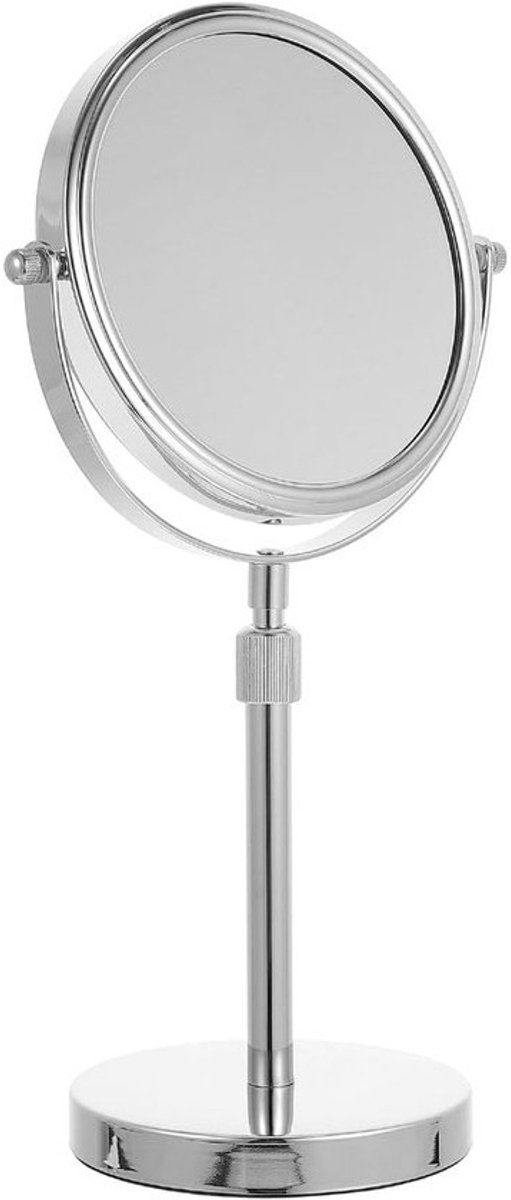 Bureau Make-upspiegel - Kaptafelspiegel Ronde Spiegel - Vergrotende Make-up - Met Verlichting Telescopisch - 33x15cm - Zilver