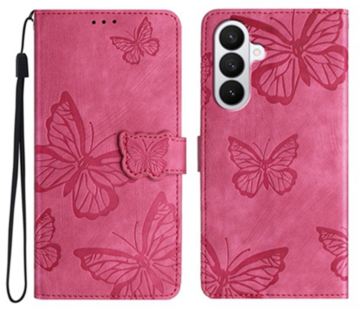 Coverup Hoesje - Geschikt voor Samsung Galaxy S26 FE Hoesje - Coverup Vlinders Book Case - Pink