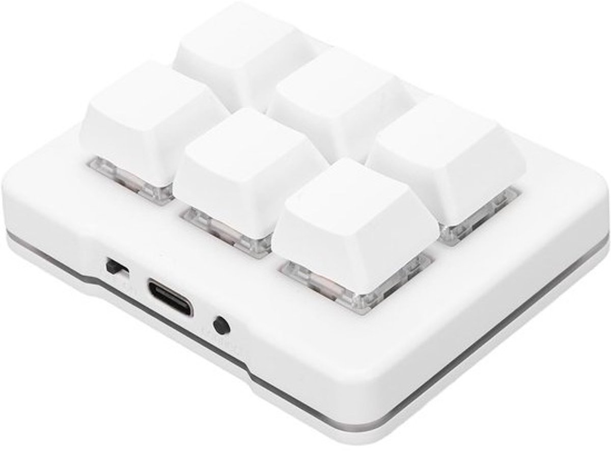 Mini Macro Toetsenbord - Programmeerbaar Toetsenbord - Gaming Video Bewerking - 6 Programmeerbare Knoppen - Compact Ontwerp - Wit