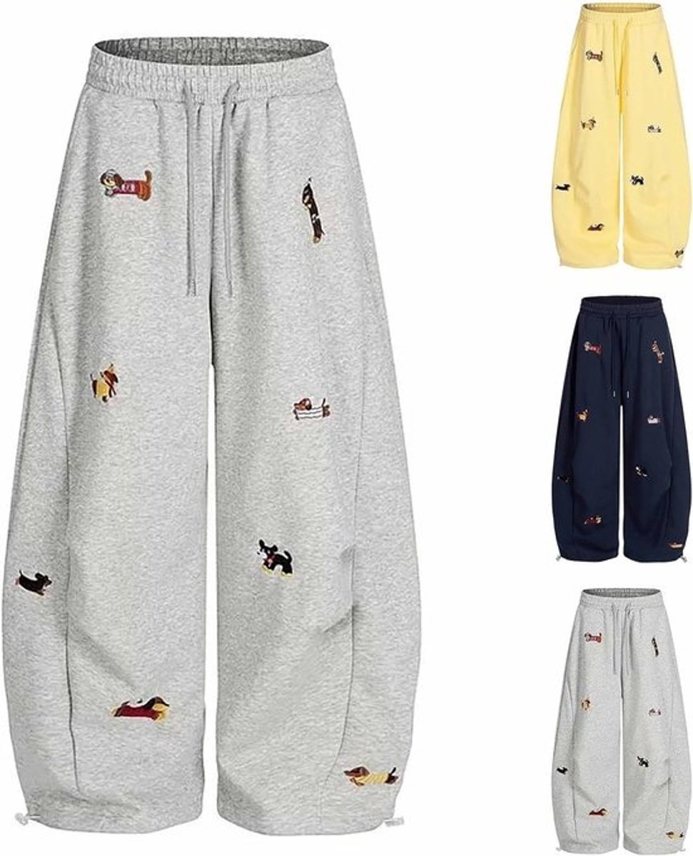 Baggy Joggingbroek - Comfortabele Broek - Casual Vrije Tijd - Leuke Dachshund Print - Met Zakken - Meerdere Kleuren