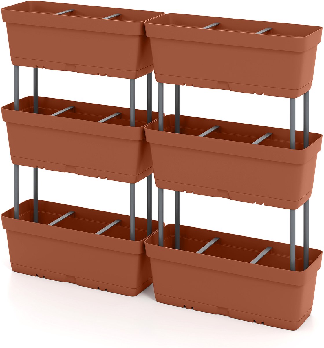 SureDeal® - Tuinier - Stuks Bloembakken - Drainsysteem Plantbakken Verticale - 49x16x81 cm - Bruin
