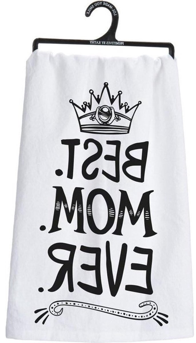 Katoenen Theedoek - Keukendoek Vaatdoek - Keukengebruik - Handgeschreven Sentiment - 28 inch vierkant - Wit