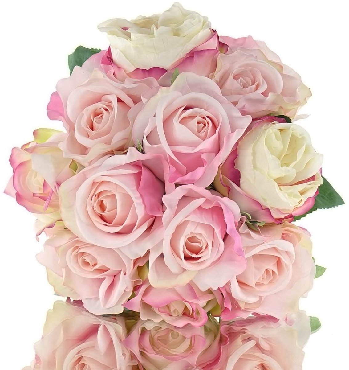 Gasper Rozenboeket Roze Tinten & Crème 11 Stelen 36 cm - Kunstbloemen