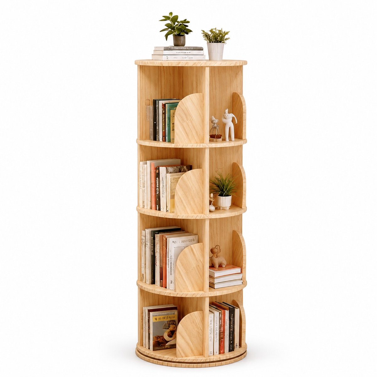 Molhaus 360 ° Draaibare houten boekenkast – Opbergkast - Vakkenkast - Organizer - Decoratie - Opberger - Opruimen