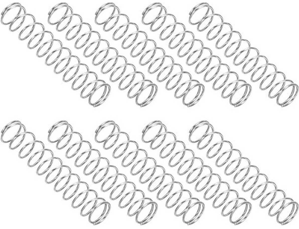 Verlengveren Set - Kleine Spiraalveren - Reparaties Uitvoeren - Roestvrij Staal 304 - 0.4x5x25mm 10 Stuks - Zilver