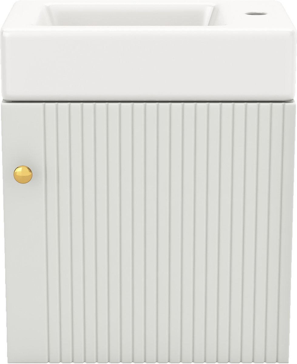 Badkamermeubel 46 cm - Hangende wastafelonderkast - Badkamermeubel gastentoilet - Met wastafel - 46x26x56 cm - Opbergen - Voor kleine badkamers
