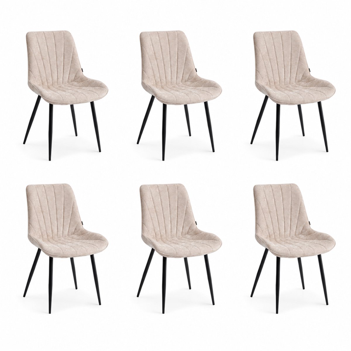 Colenis - Lesedi Eetkamerstoel - Set Van 6 - Taupe - Chenille Stof
