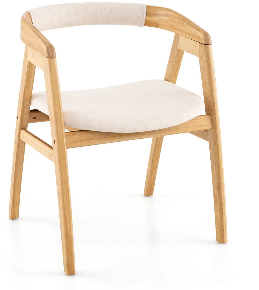 SureDeal® - Eettafel - Bamboe Accentstoel Moderne - Zitkussen Stoel - Woonkamer Slaapkamer Balkon - 56x54x74 cm - Naturel