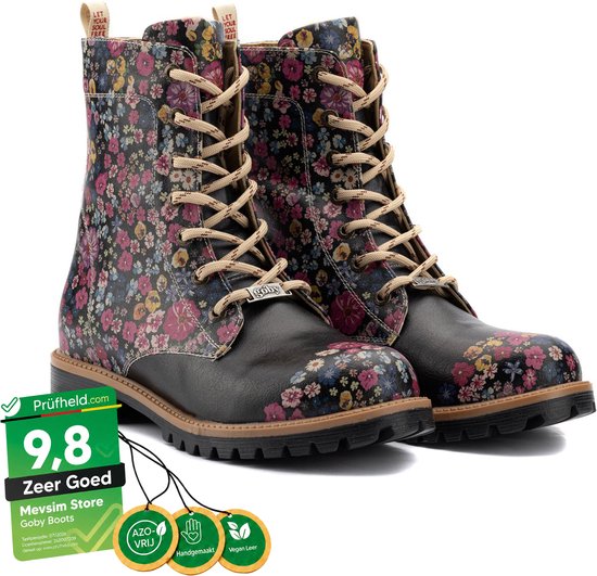 GOBY Flowerboots – Handmade – Premium Kwaliteit – Dames Longboots – Bloemenprint – Maat 38