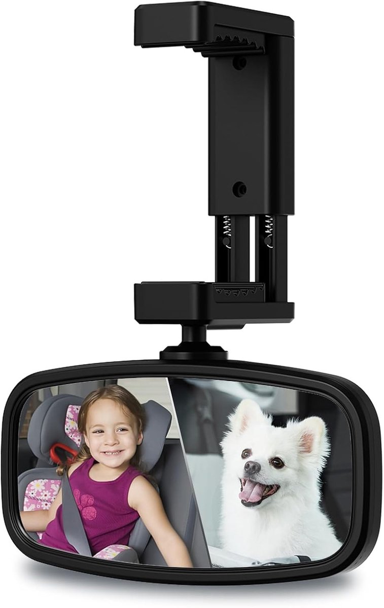 360° Draaibare Baby Achteruitkijkspiegel met Ophangclips, Schokbestendig en Geschikt voor de Meeste Auto's, 13 x 6.5 cm, Veiligheid en Comfort voor Ouders