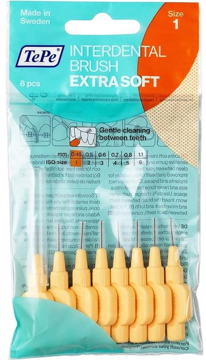 Interdentale Borstels - Tandenstokers - Mondhygiëne - Extra Zachte Vezels - 045 mm - Oranje