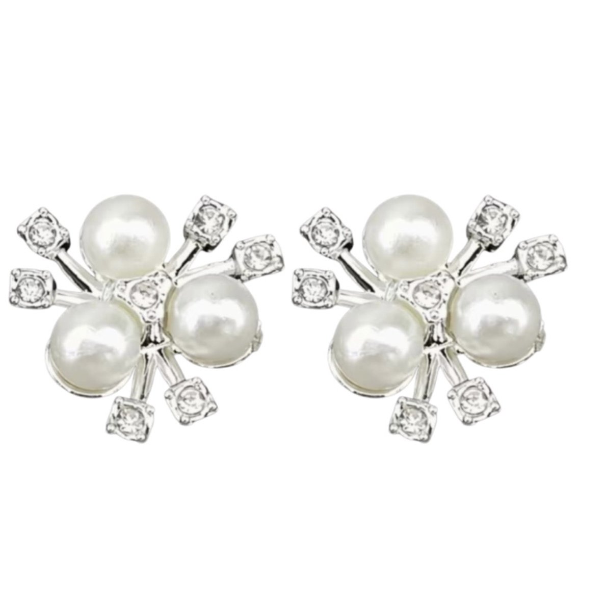 Clip oorbellen -Lily-Rose -budget zilverkleur parel strass 2 cm- geen gaatje- Charme Bijoux