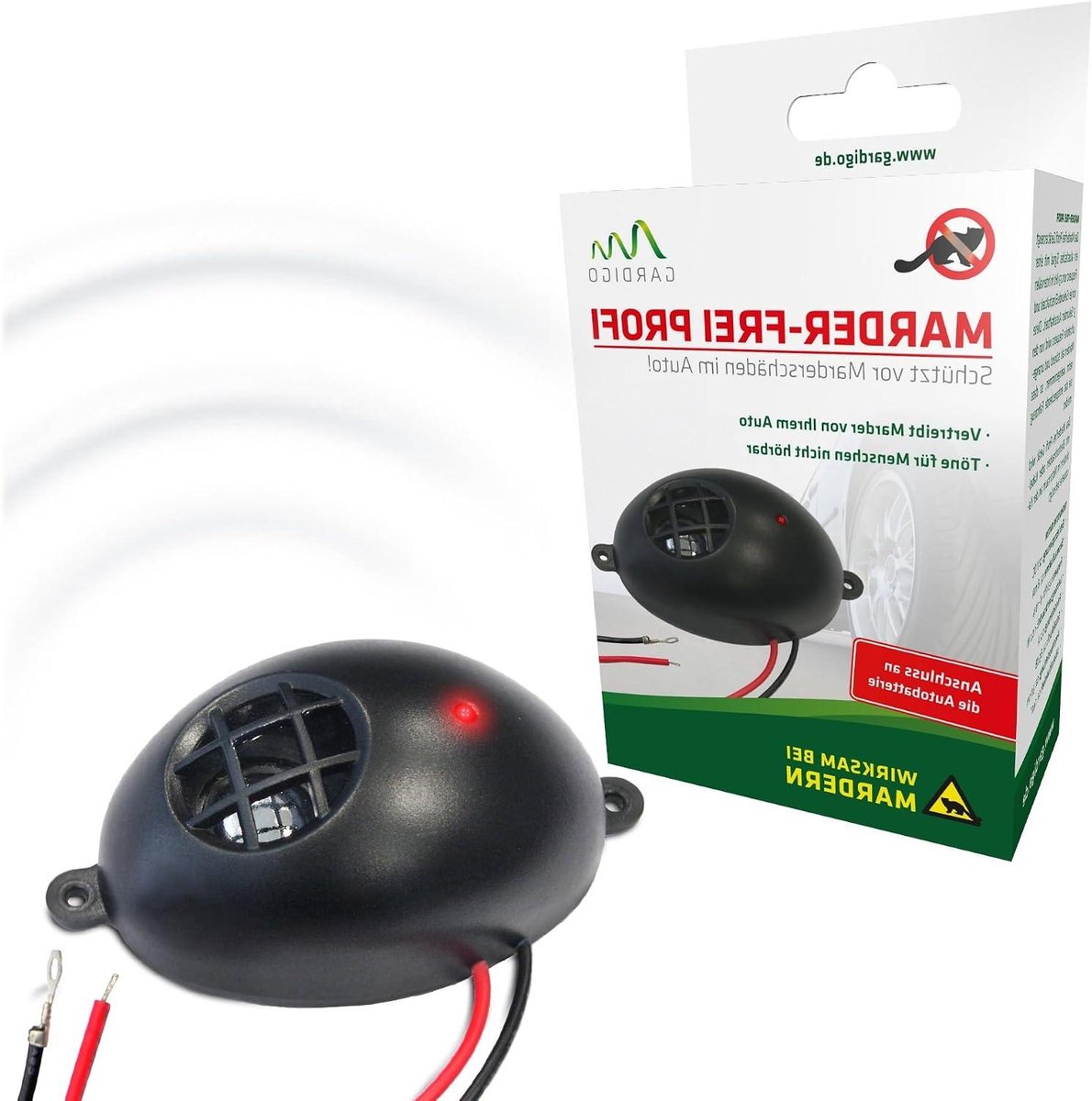 Dierenverjager Auto - Ongedierte Wering - Bescherming Voertuig - LED & Ultrasoon - Compact Formaat - Zwart