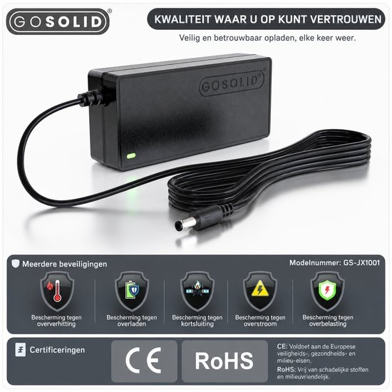 GO SOLID! ® Oplader geschikt voor Hillmiles Milecity 1 Elektrische fiets - 42V 2A van GO SOLID! — afbeelding 3